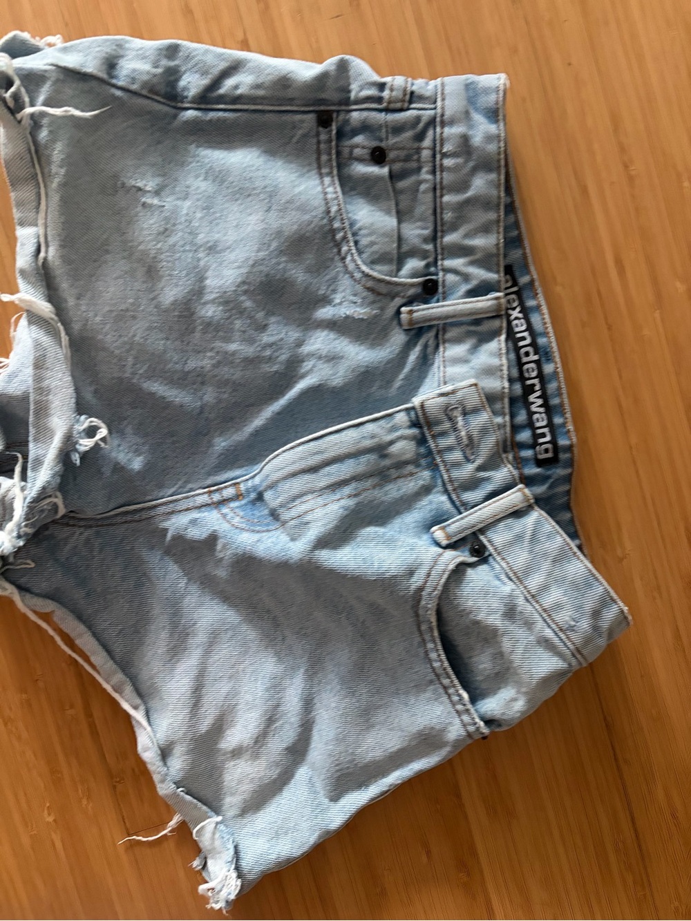Alexander Wang Light Blue Distressed Denim Cutoff Shorts